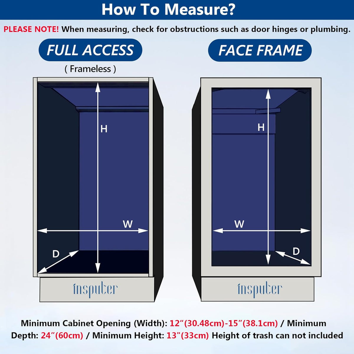 Insputer Pull Out Trash Can Under Cabinet with Soft-Close Slides, Heavy Duty Under Sink Trash Can