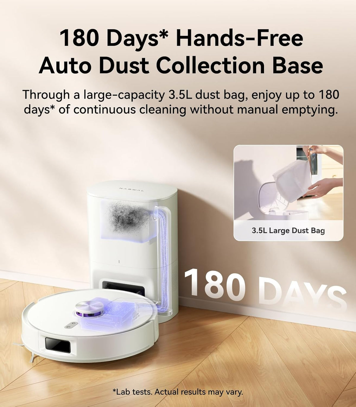 NARWAL Freo S Robot Vacuum and Mop Combo, 8000Pa Suction, 180 Days Hands Free, Self-Emptying Base