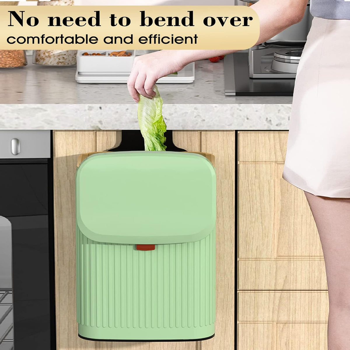 GloDeals Kitchen Trash Can with Lid, 2 in 1 Small Garbage Can Compost Bin Countertop, Wall-Mounted