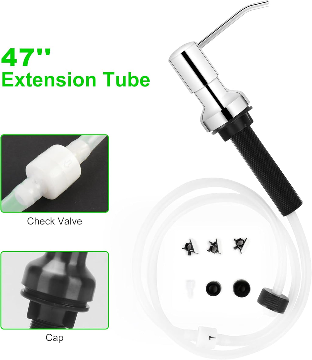 Soap Dispenser for Kitchen Sink, Sink Soap Dispenser with Longer Threaded Shaft Shank, 47"