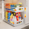 Under Sink Organizer, 2 Tier Under Sink Organizers and Storage, Adjustable Height, Slide Out Metal