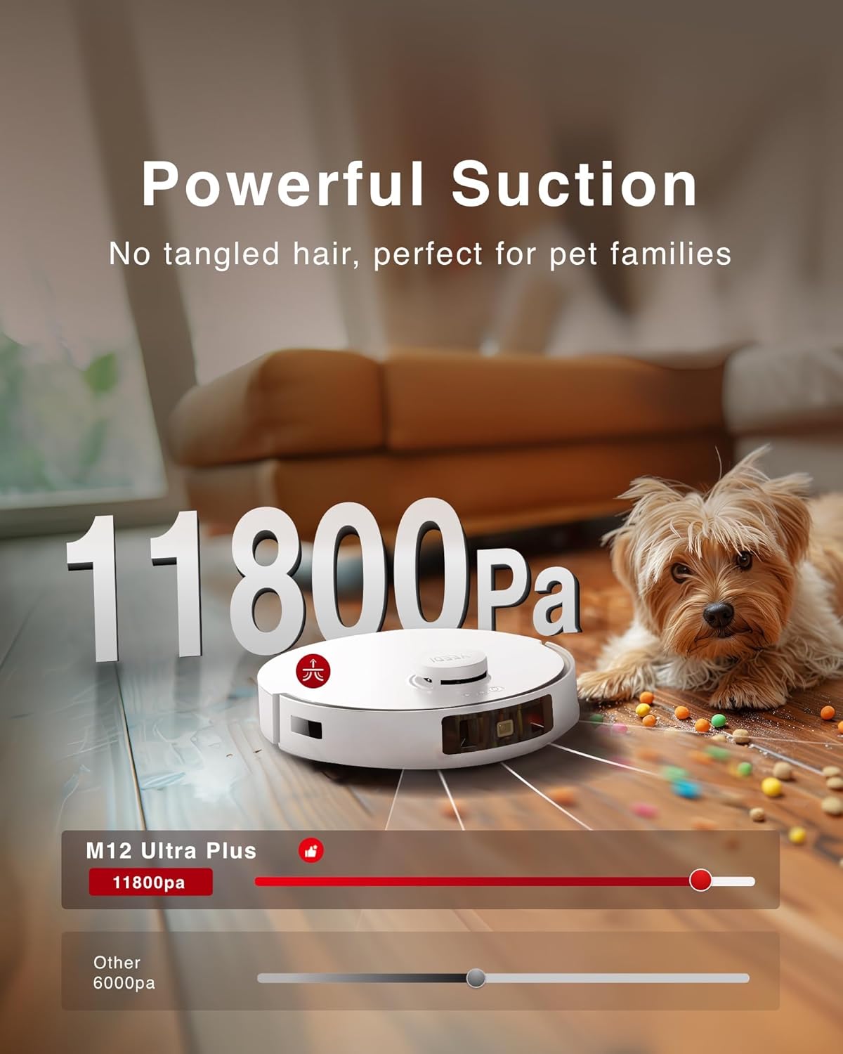 Yeedi M12 Ultra Plus Robot Vacuum and Mop, Upgrade 11800Pa Strong Suction, ZeroTangle Technology