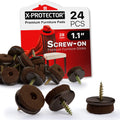 Screw-On Felt Furniture Pads X-Protector 24 PCS - 1.1” Chair Leg Floor Protectors for Hardwood