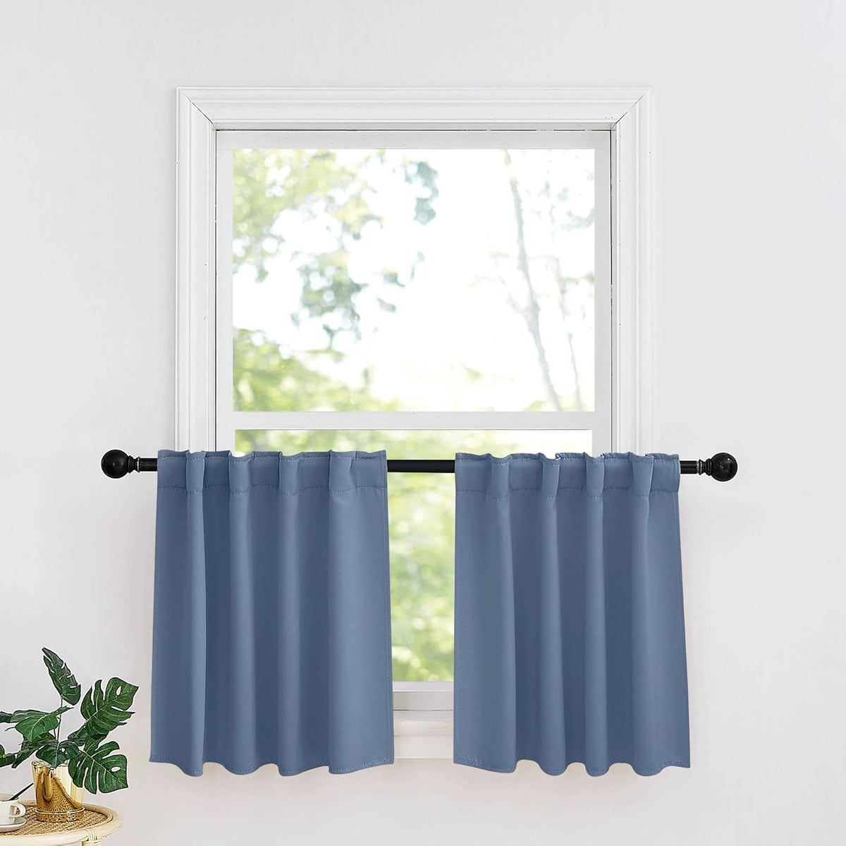 RYB HOME Kitchen Window Curtains - Blackout Privacy Half Window Curtains for Bedroom Bathroom