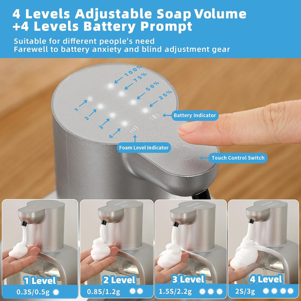 Automatic Foaming Soap Dispenser, 17oz/500ml Touchless Rechargeable with 4-Level Adjustable & IPX5