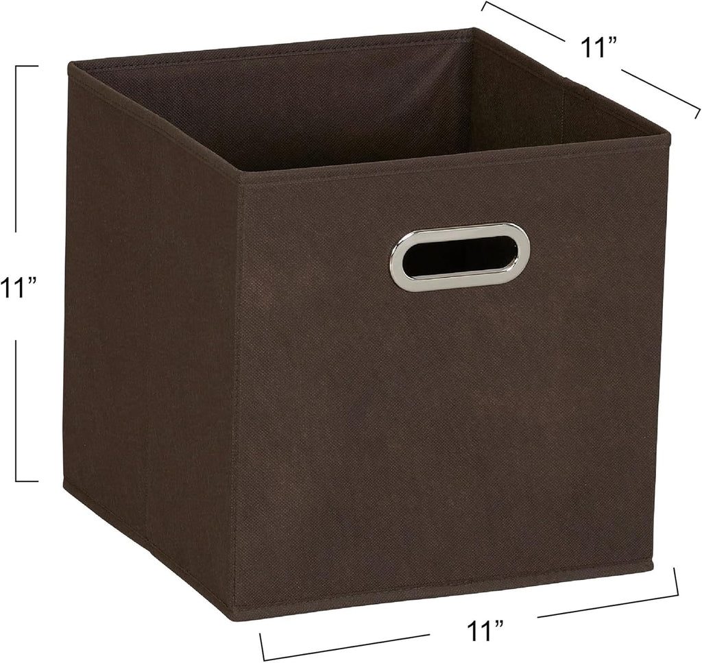 Household Essentials, Brown 6 Pack Fabric Storage Bins with Handle