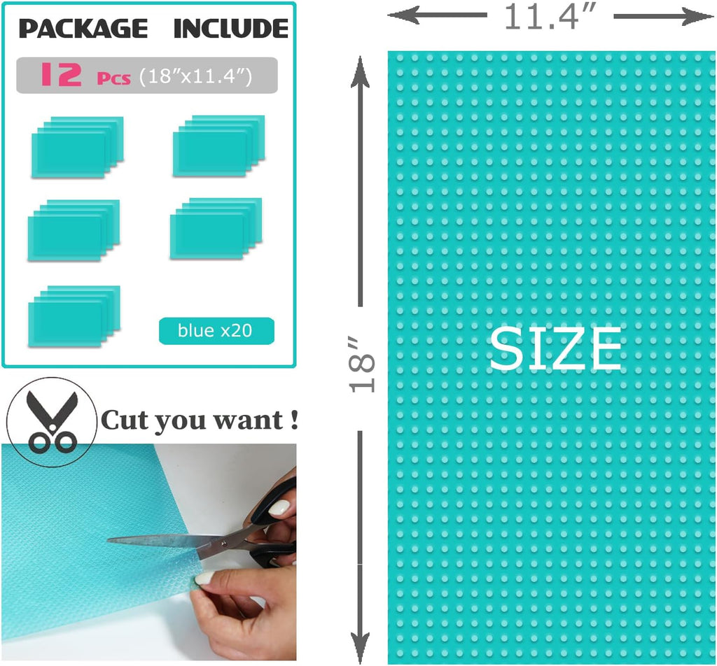 8Pcs Refrigerator Liners, Washable Fridge Liner Mats Covers Pads for Glass Shelf Cupboard Cabinet