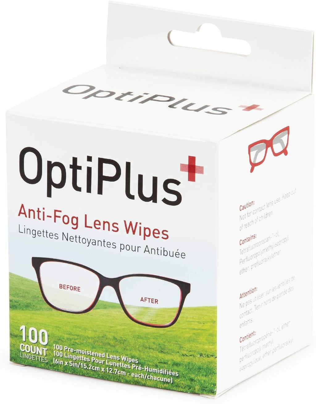 OptiPlus Anti Fog Pre-Moistened Cleaning Wipes for Glasses, Screens, Lenses - Quick-Dry