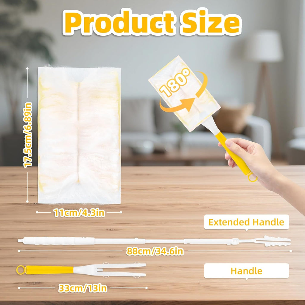 52 Count Disposable Duster Refills for Cleaning, 180° Dusters Refills Compatible with Swiffer