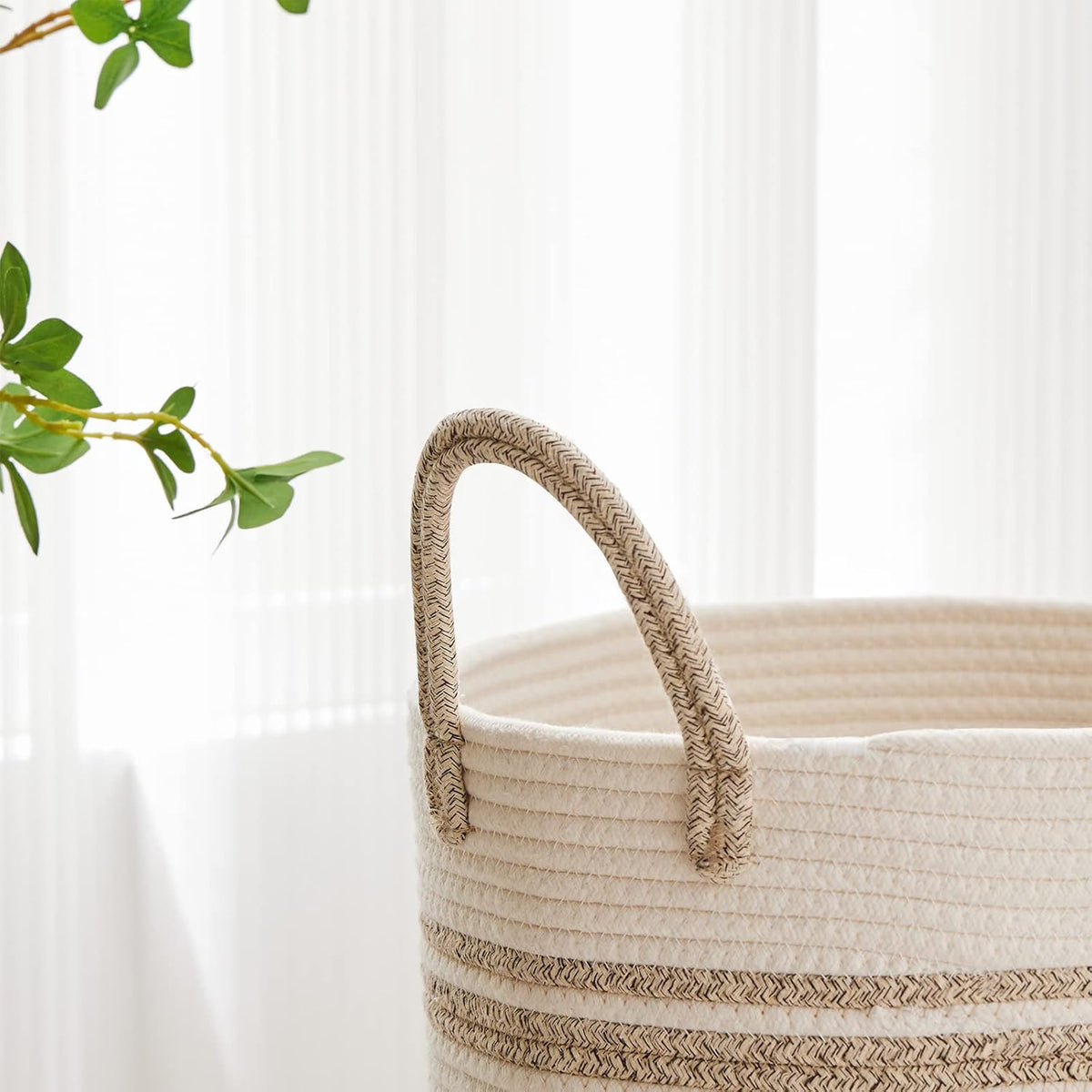 VIPOSCO Tall Laundry Hamper, Woven Rope Storage Basket for Blanket, Toys, Dirty Clothes in Living