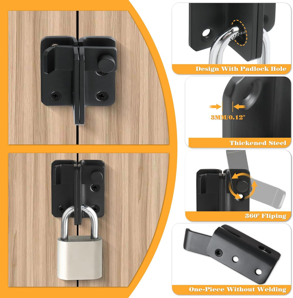 Alise Flip Latch Gate Latches Slide Bolt Latch Safety Door Lock Catch for Barn Cabinet Pet Cage