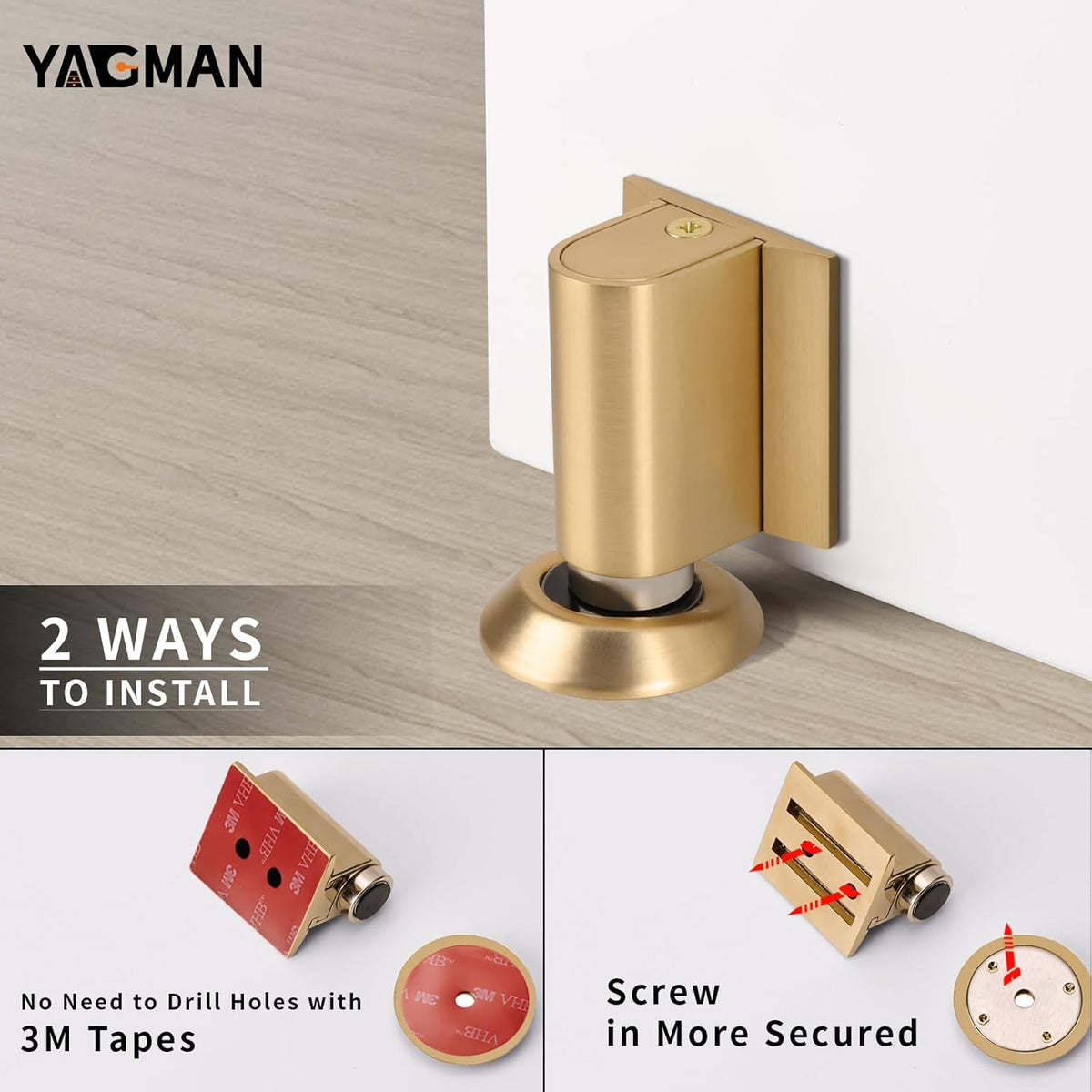 3 Pack Magnetic Door Stoppers Retractable Bottom of Door Holder No Drilling Mount Floor Door Stop