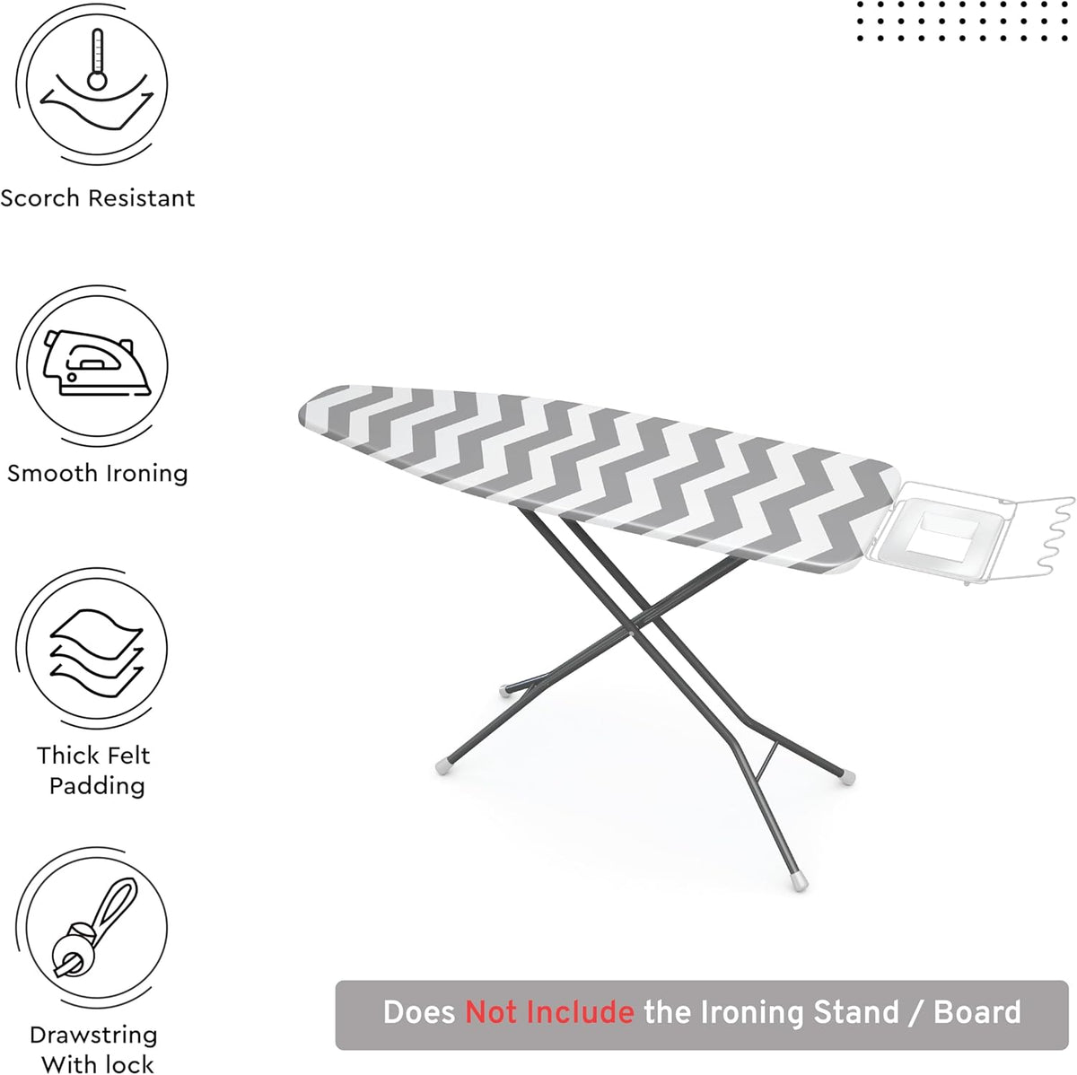 Encasa XO Ironing Board Cover and Pad 49"x18" - Thick 3mm Felt Padding, Drawstring Tightening &