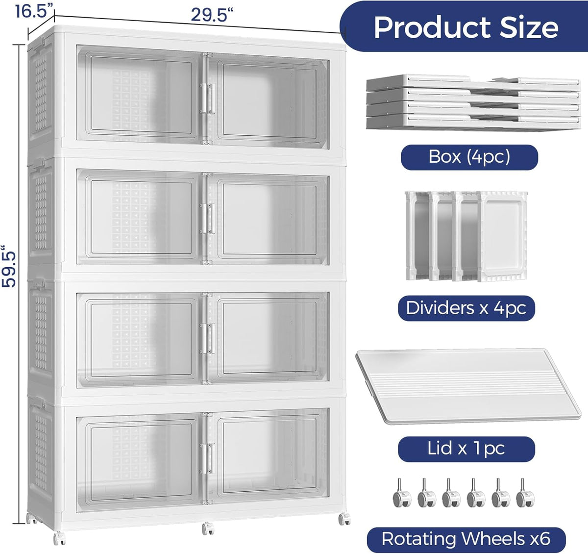 160GAL Extra Large Storage Bins with Lid, 640Qt Stackable Closet Organizers and Drawers