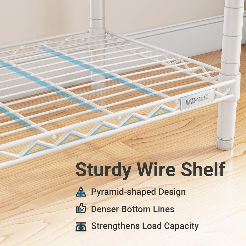 VIPEK V5C Bedroom Armoires Portable Clothes Closet Rack, White Metal Clothing Rack with Black