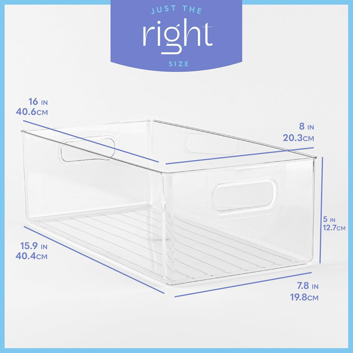 Plastic Food Storage Clear Container Bin with Handles for Organizing Kitchen, Pantry, Refrigerator