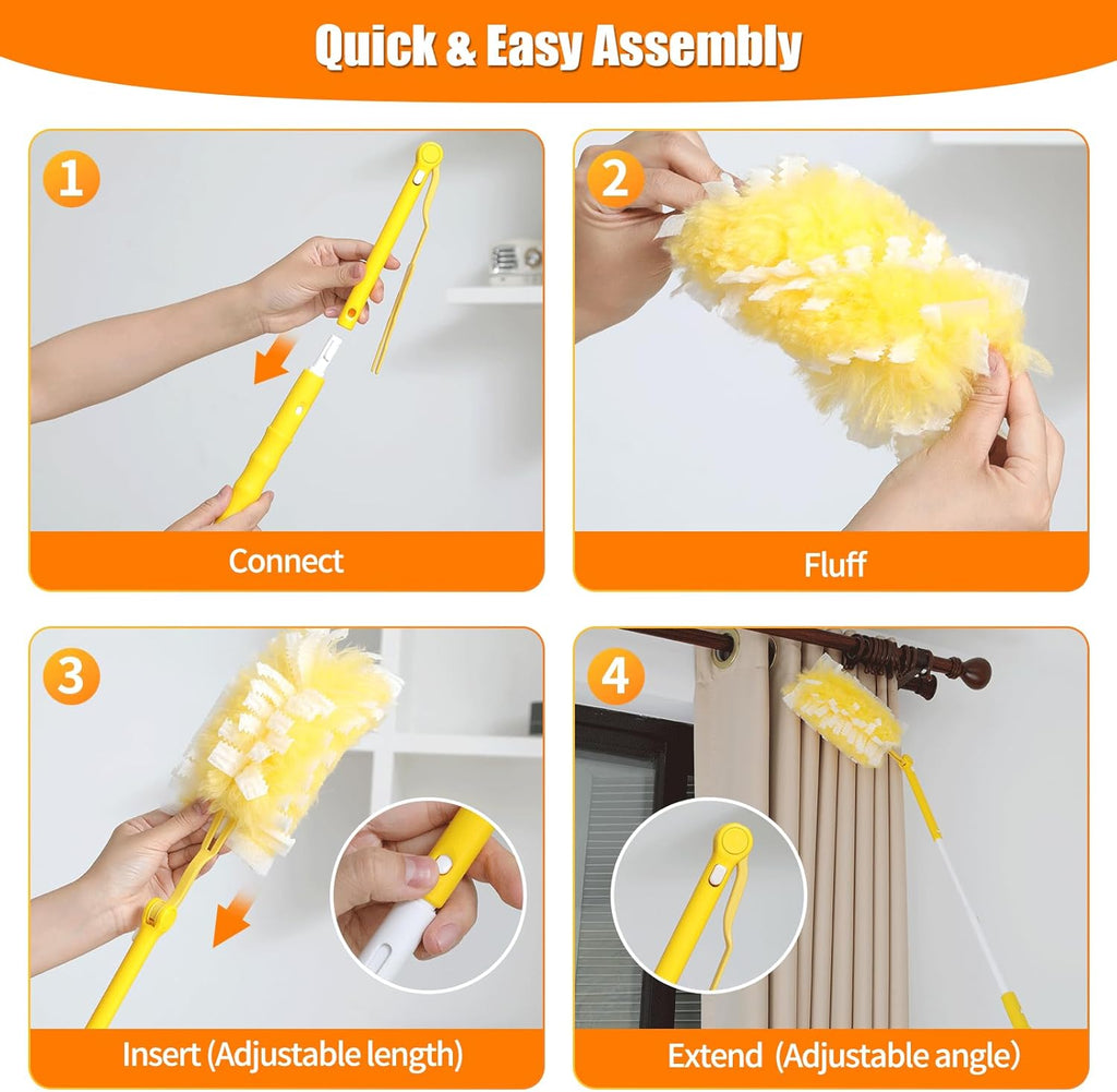60 Count 360° Heavy Duty Duster Refills Compatible with Swiffer,Large Size-Extra Thick Disposable