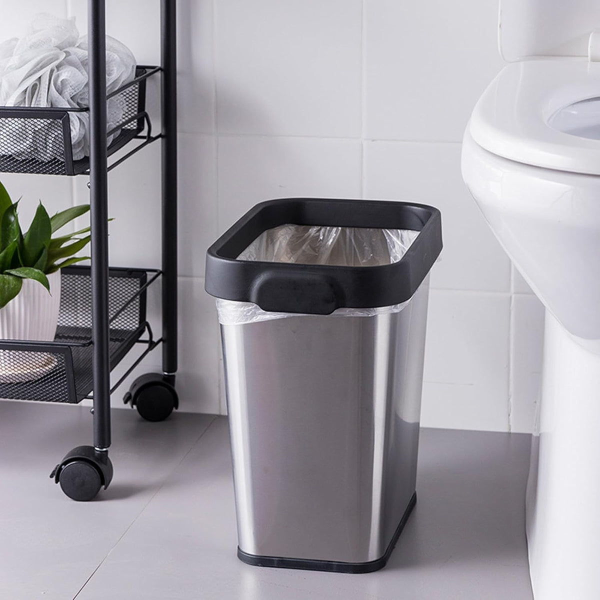 3 Pack Stainless Steel Trash Can 3 Gallon, Open Top Trash Can, 8" x 11" x 13", Rectangle Rubbish