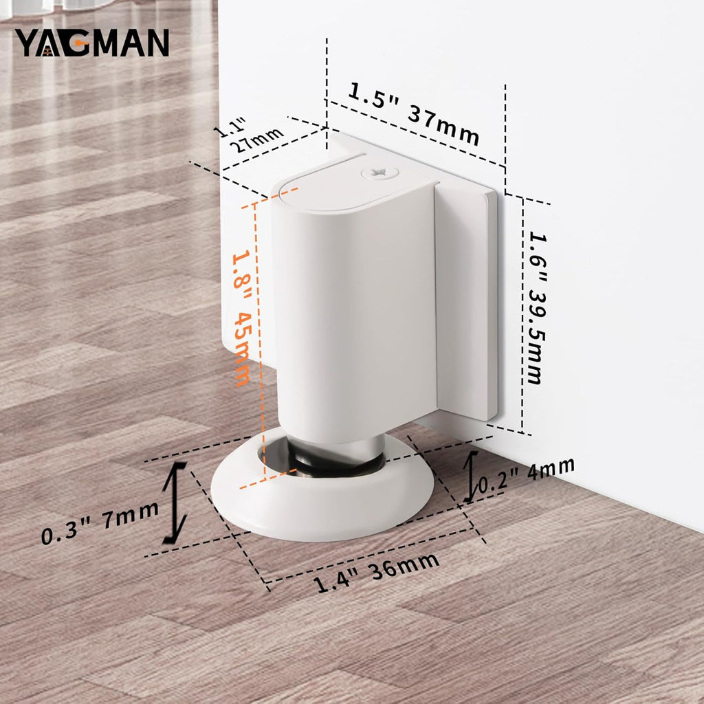 1 Pack Magnetic Door Stoppers Retractable Bottom of Door Holder No Drilling Mount Floor Door Stop