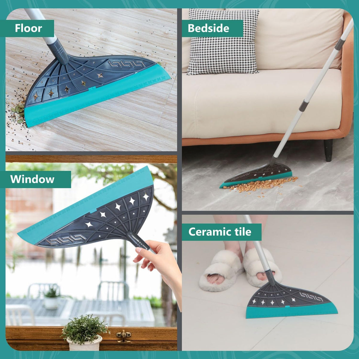 Magic Air Broom, Silicone Broom Floor Squeegee for Glass and Floors with 60’’ Long Aluminum