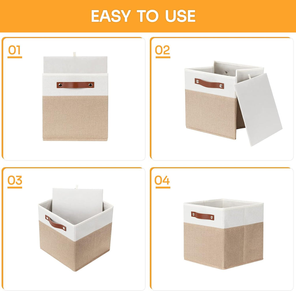 DULLEMELO 11 inch Cube Storage Bins,Fabric Storage Cubes for Organizing,Collapsible Foldable Linen