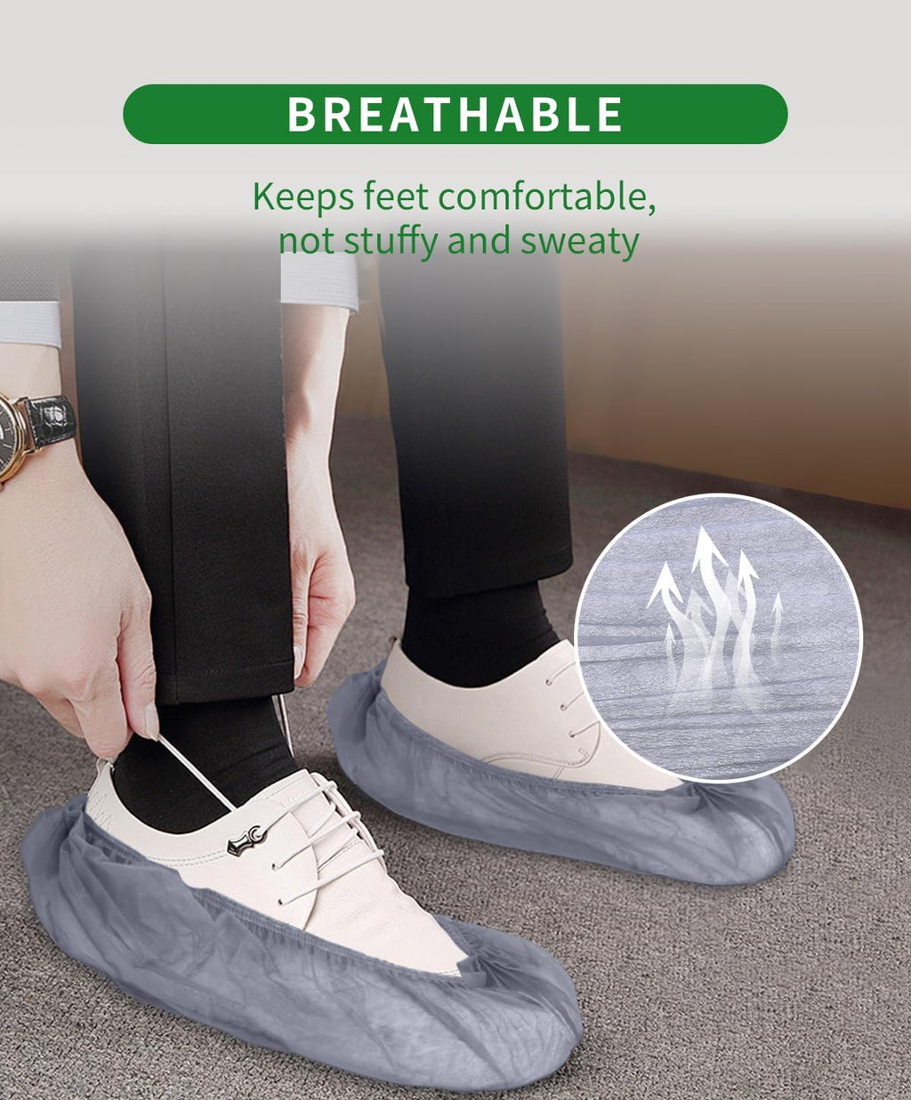 200Pcs(100 Pairs) Non-Woven Shoe Covers Disposable Non Slip for Indoors, Breathable | Durable |