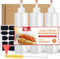 Sopito Squeeze Bottles, 16oz Plastic Condiment Squeeze Bottles with Labels & Funnels & Brusher for