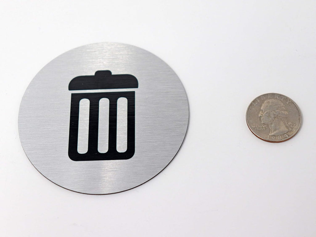 Metal Trash & Recycling Signs | Garbage & Recycling Bin Marker | Set of 2 - 1 Black Trash Sign & 1