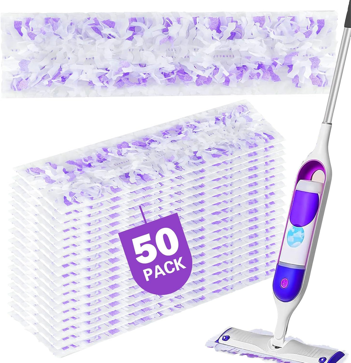 50 Count Disposable Mopping Pads Refills for PowerMop Mopping Pads Multi-Surface Household