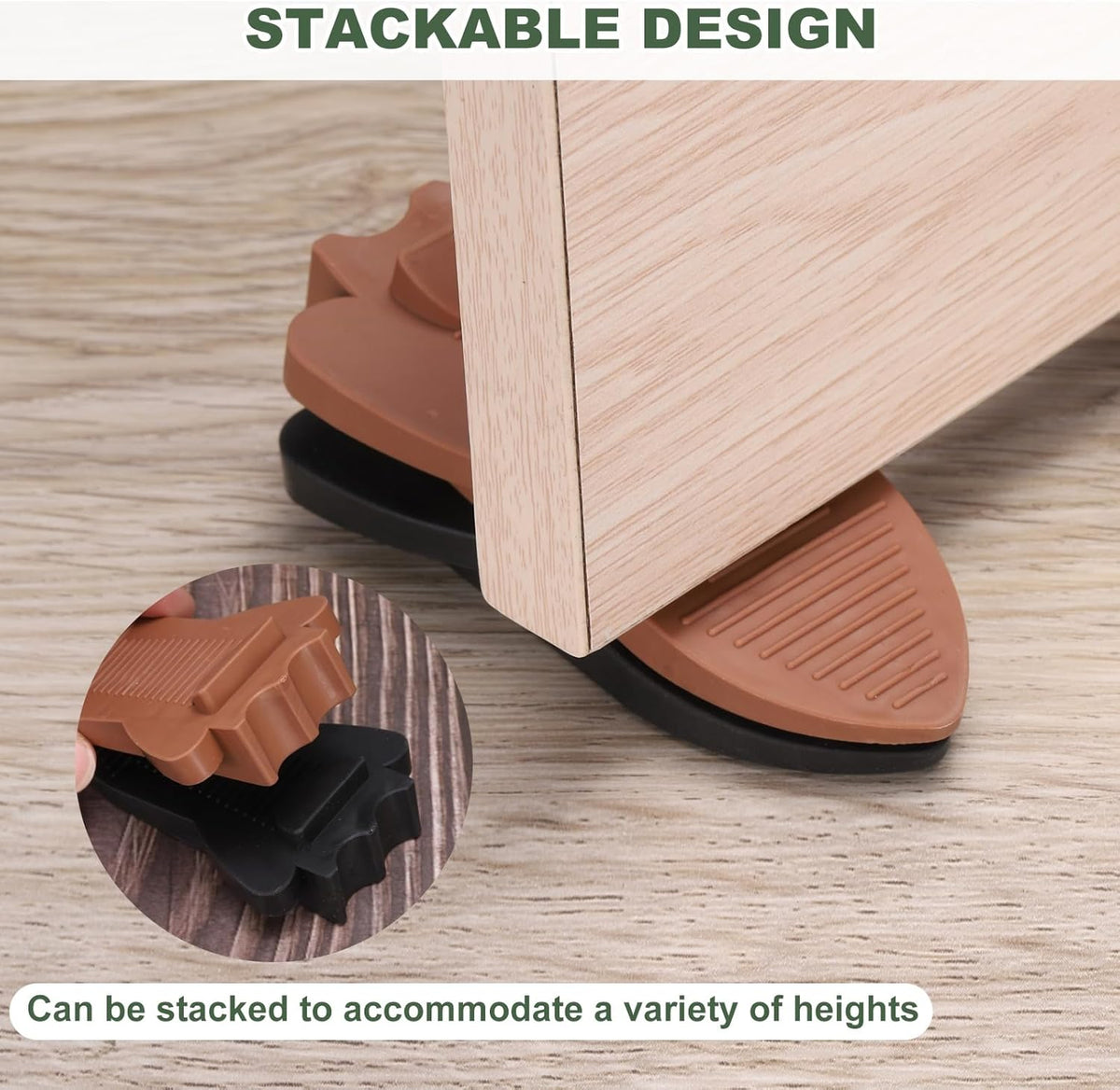 uxcell 4 Pcs Door Stoppers for Bottom of Door, Rubber Stackable Door Stopper Wedge Anti-Slip, 2.13