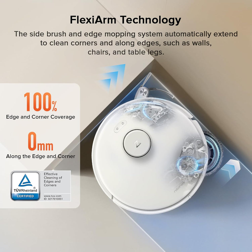 roborock Qrevo Curv S5X Robot Vacuum and Mop, 17000Pa Suction, Zero-Tangling Design, FlexiArm Side