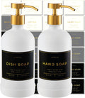 16oz Glass Soap Dispenser with Stainless Steel Pump, 21 Waterproof Labels, Non-Slip Protective