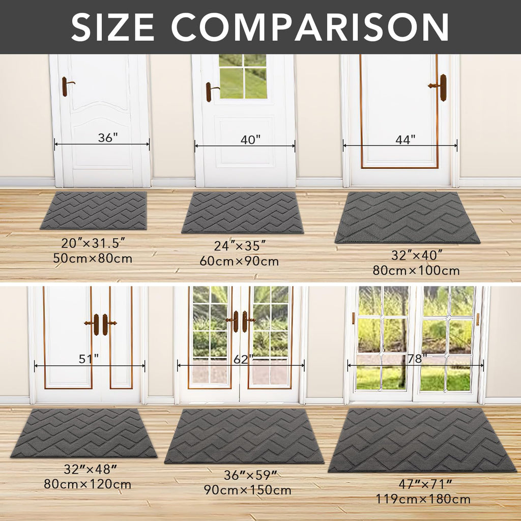 hicorfe Front Door Mat Outside Entrance,32"x40" Absorbent Muddy Dirt Resist Welcome Door Mats