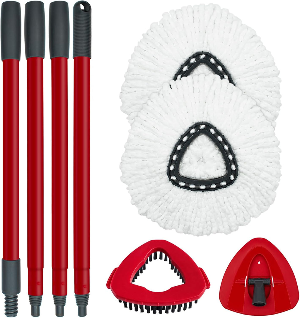 Spin Mop Replace Head, Base, Mop Handle Replacement for OCedar EasyWring 1 Tank System, Include 2