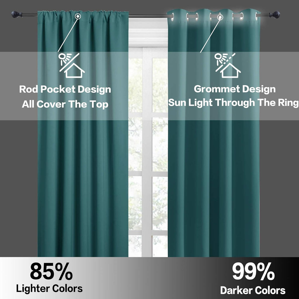RYB HOME Bedroom Window Curtains, Heat Cold Insulated Drapes for Energy Cost Saving Washable