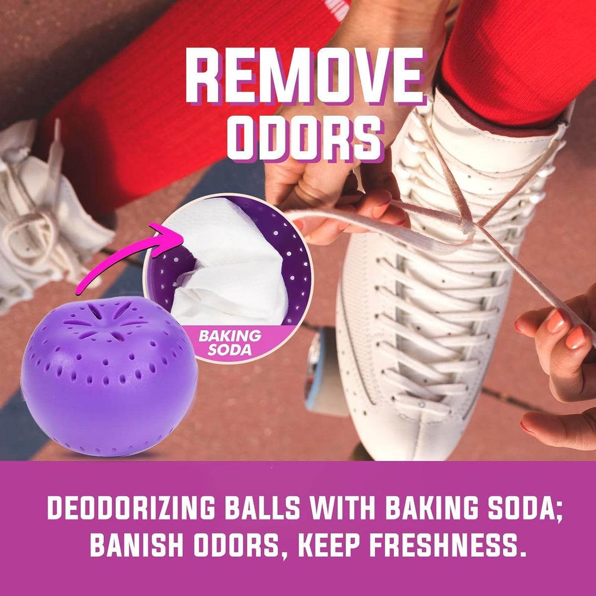 9 Pack Baking Soda Deodorizers, Lavender Scent Shoe Deodorizer Balls, Air Freshener for Home, Odor