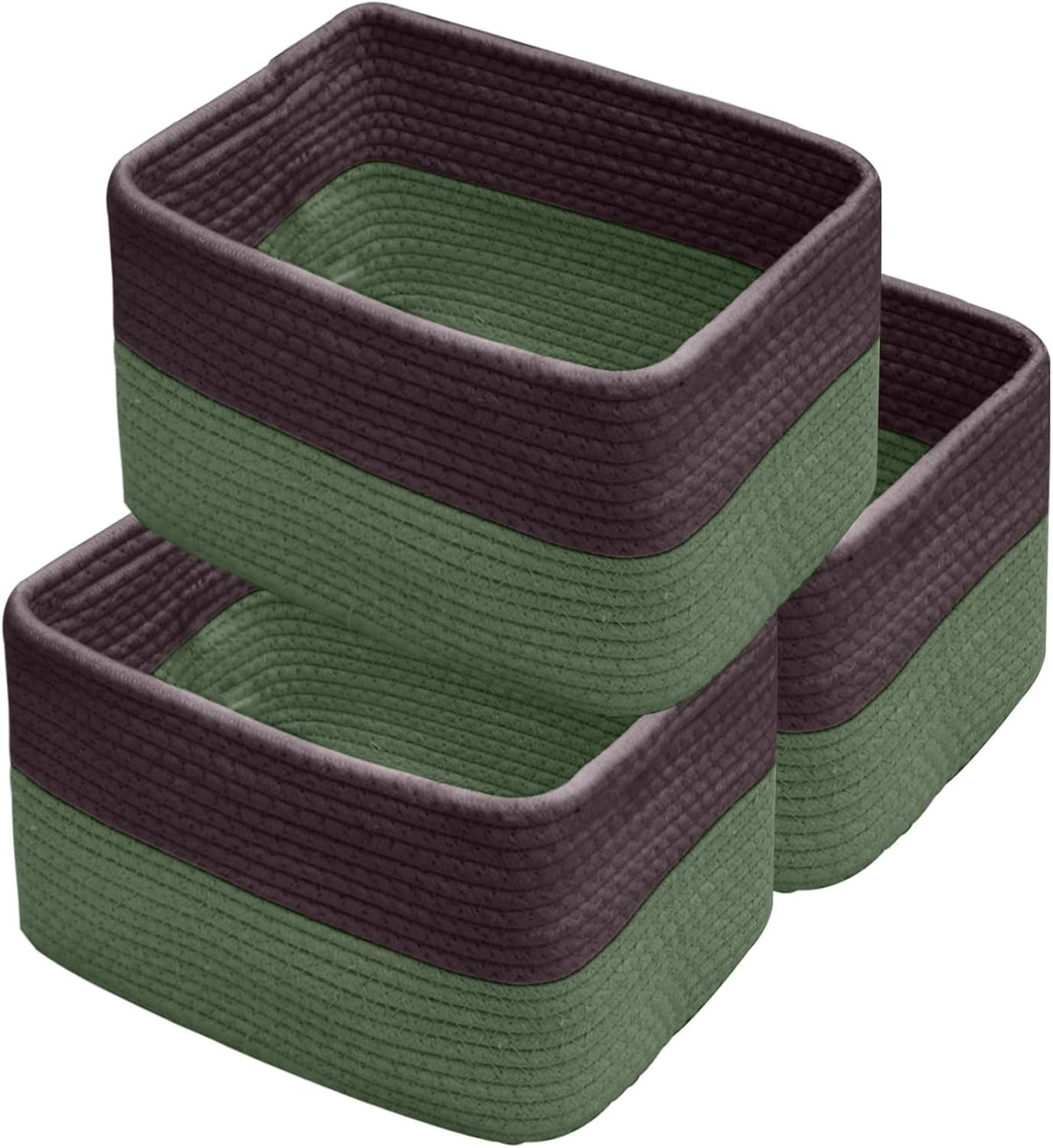 Hopegiver Woven Storage Baskets 11x8x7 Inch, 3 Pack Collapsible Cube Storage Bin for Shelves