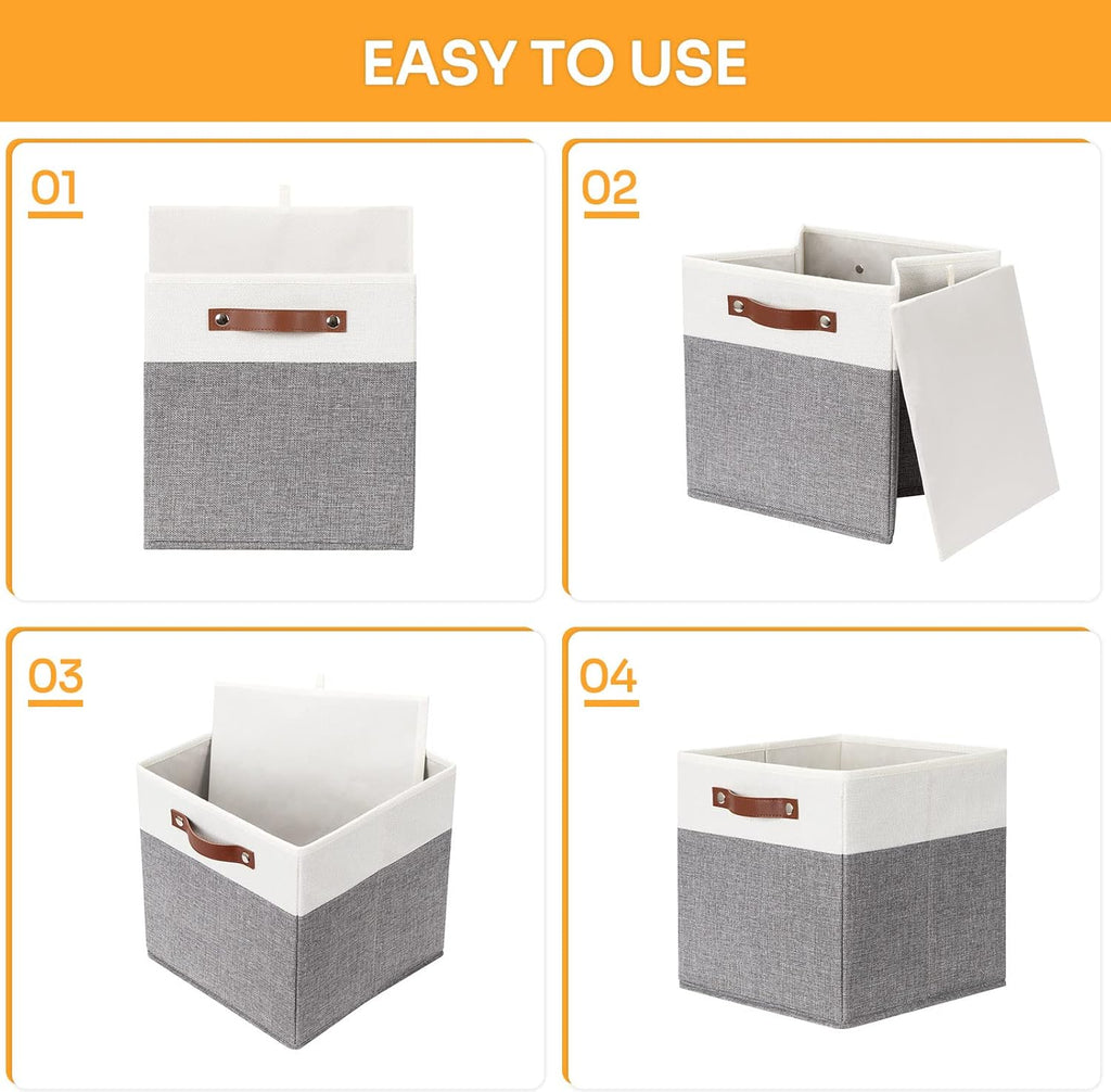 DULLEMELO Storage Cubes 12 inch, Collapsible Sturdy Cube Storage Bins With Handles for