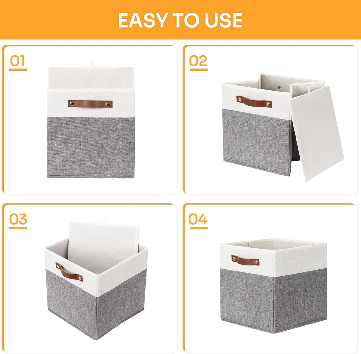 DULLEMELO Storage Cubes 12 inch, Collapsible Sturdy Cube Storage Bins With Handles for