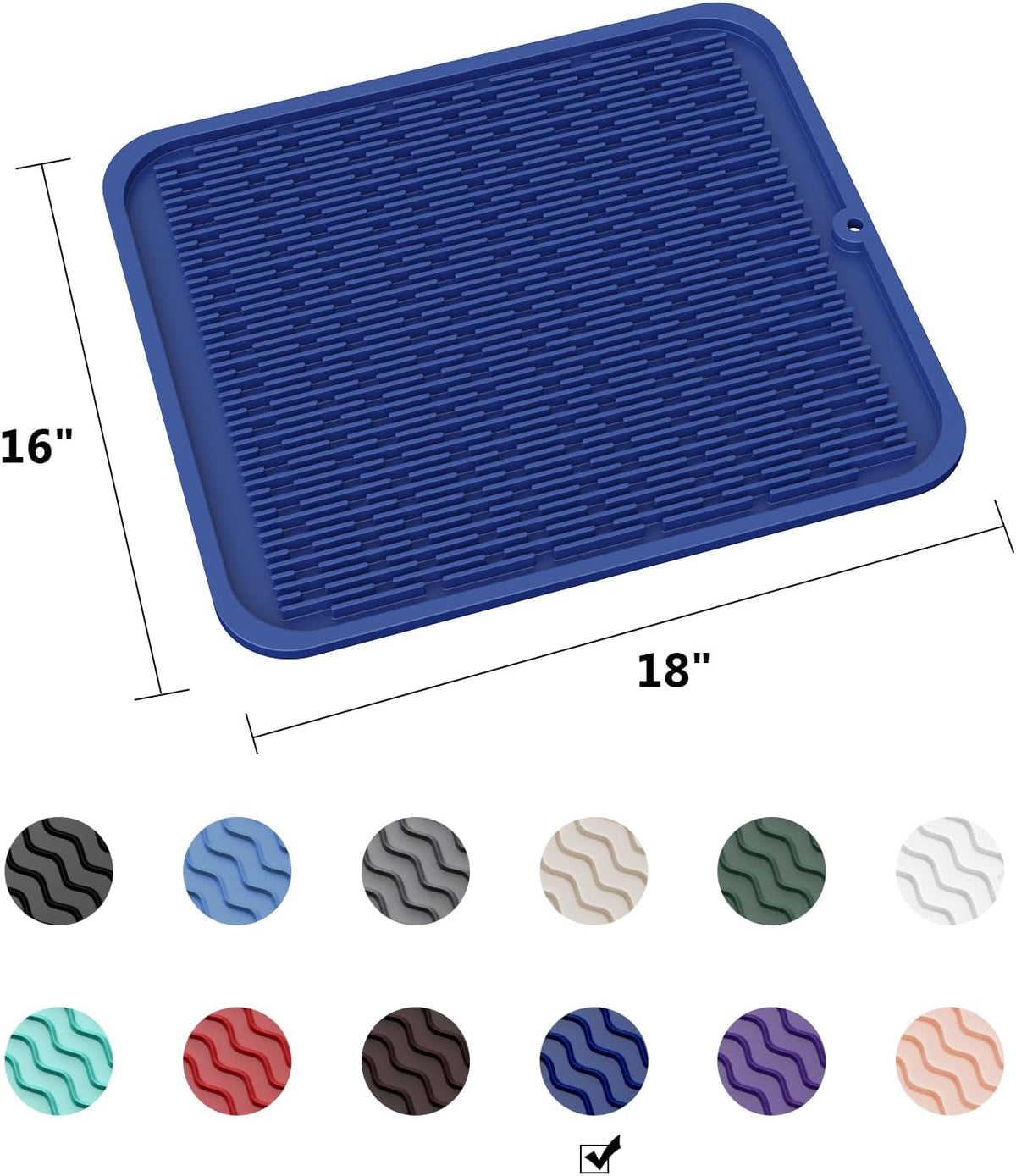 ZLR Silicone Dish Drying Mat for Kitchen Counter, Eco-Friendly Fast Dry Dish Mat, Easy Clean Multi