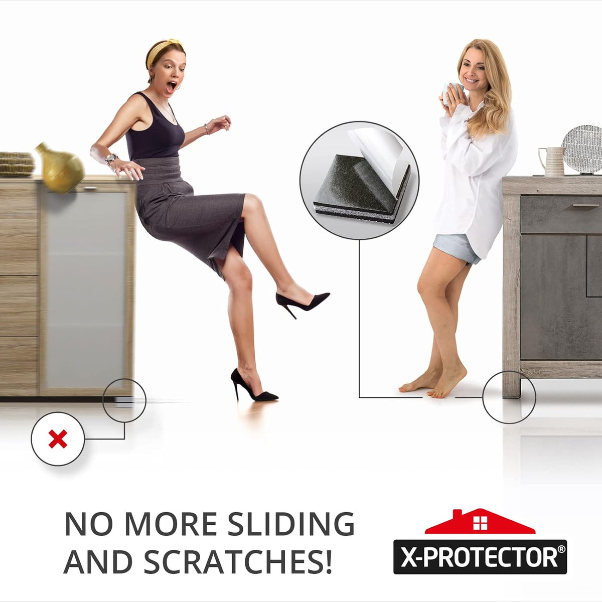 X-PROTECTOR Non Slip Furniture Pads – 4 PCS Premium Furniture Grippers 6"! Best SelfAdhesive Rubber