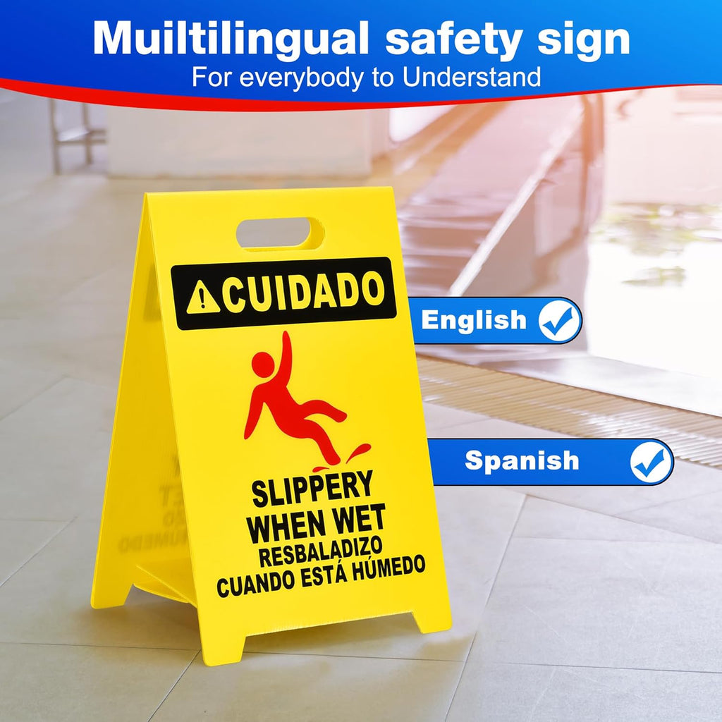 MATTHEW CLEANING 19'' Industrial Wet Floor Sign 6 Pack 2-Sided Durable Corrugated Plastic Birght