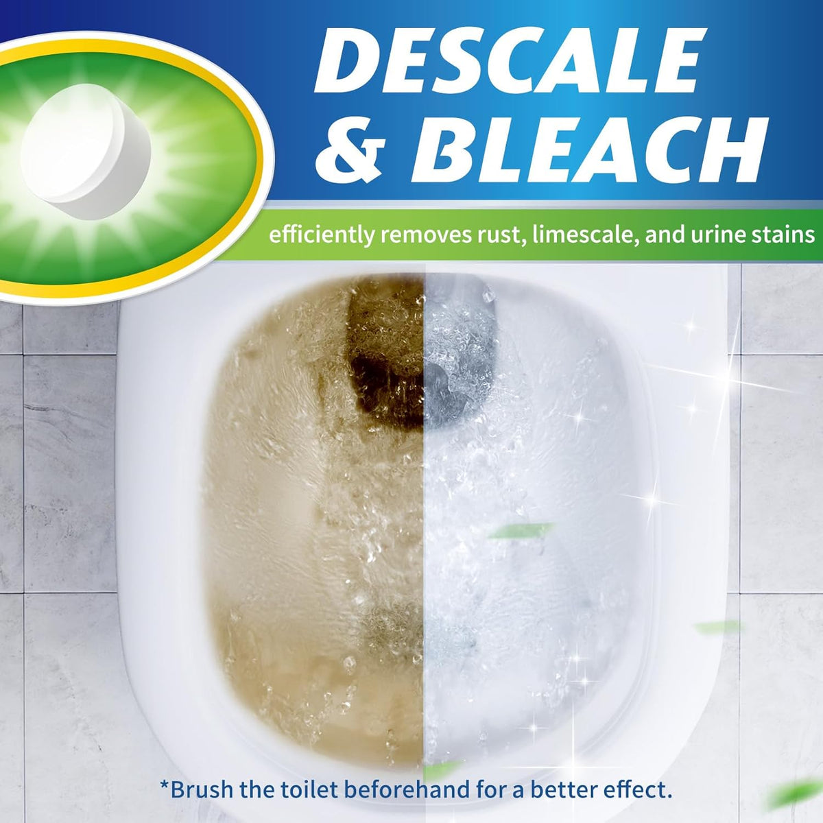 Toilet Bowl Cleaner Tablets - 40 PCS Automatic Bleach Toilet Cleaner Tablets, Slow-Releasing