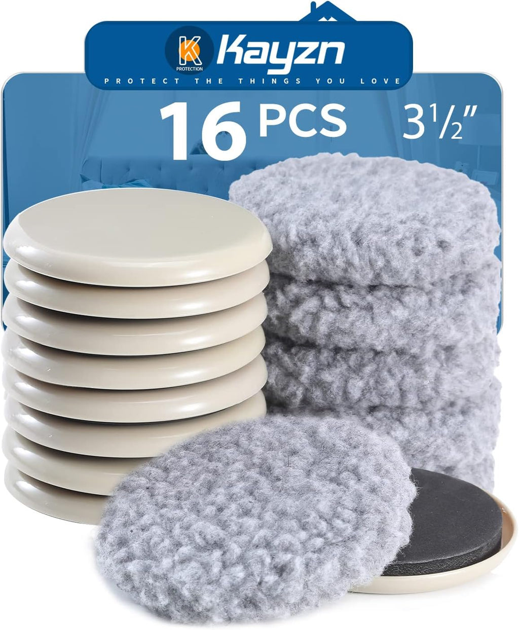 Furniture Sliders, Multi-Surface 2-in-1 Reusable Sliders for Carpet & Hardwood Floors, 8 Pack 3