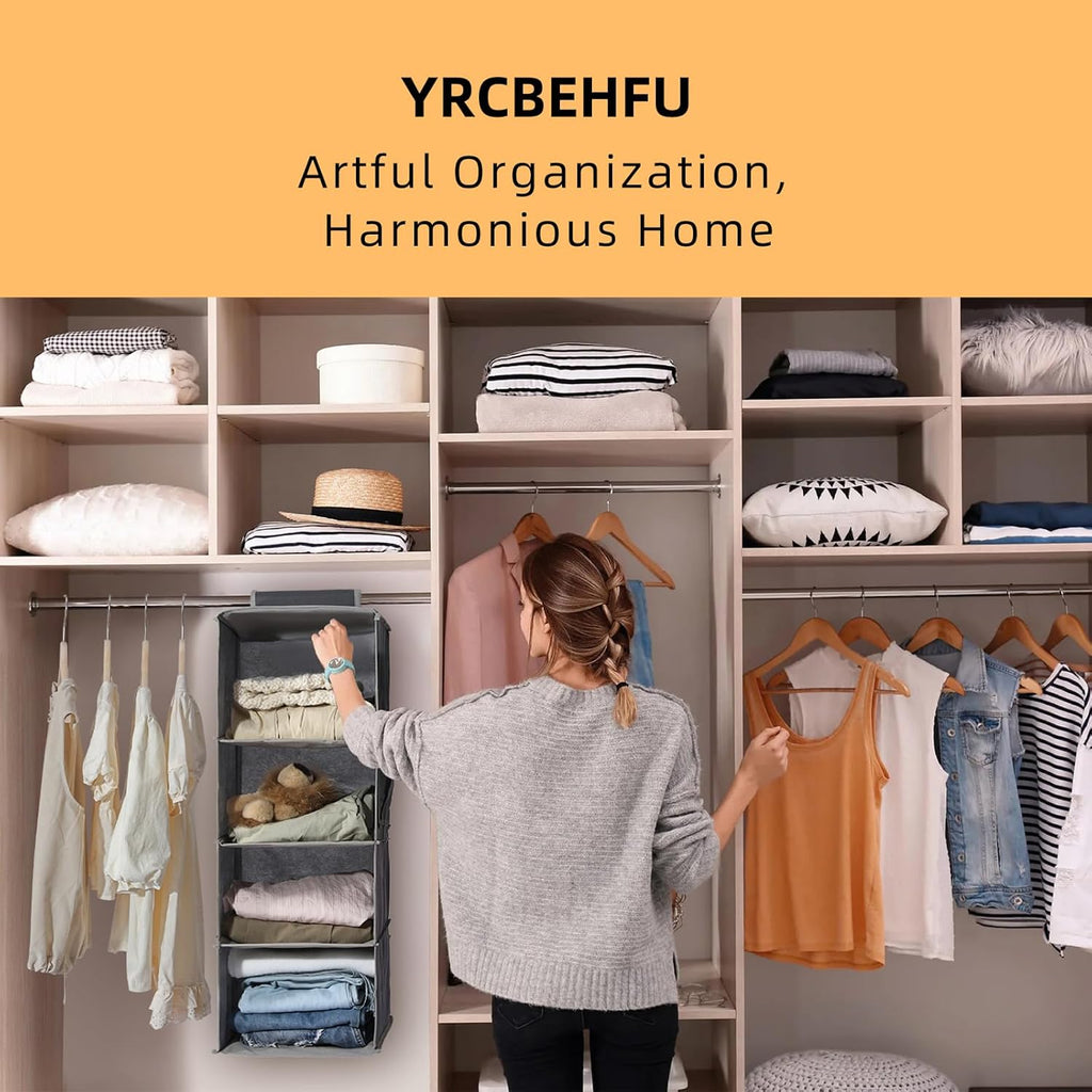 2 Packs Hanging Closet Organizer Storage, 3-Shelf Hanging Shelves for Closet, Closet Clothes