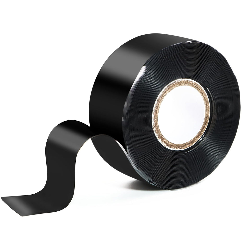Self Fusing Silicone Tape 1 in x 16.4' Black Waterproof Rubber Leak Proof Sealing Silicone Rubber