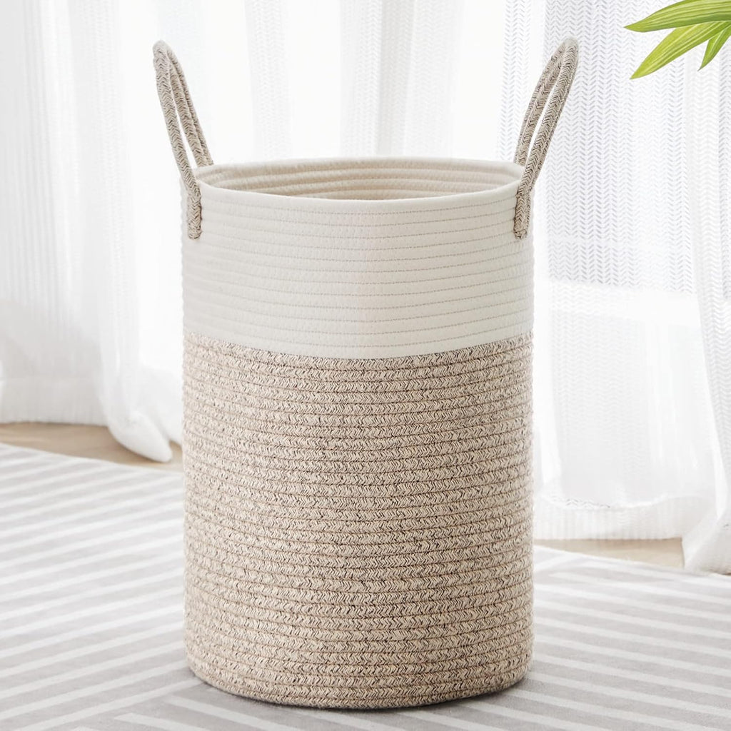 VIPOSCO Tall Laundry Hamper, Woven Rope Storage Basket for Blanket, Toys, Dirty Clothes in Living