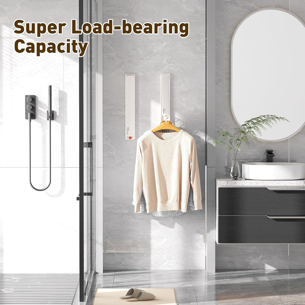 Clothes Drying Rack, Laundry Room Wall Mounted Retractable Clothes Hanger Drying Rack, Laundry