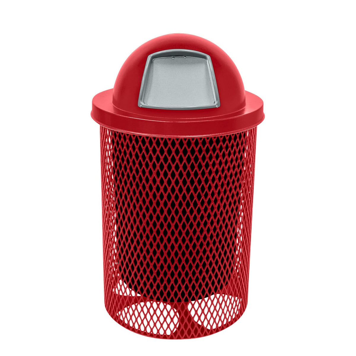 COATEDOUTDOORFURNITURE RDT-TXTRED Heavy Duty 32 Gallon Round Trash Receptacle, Liner Included