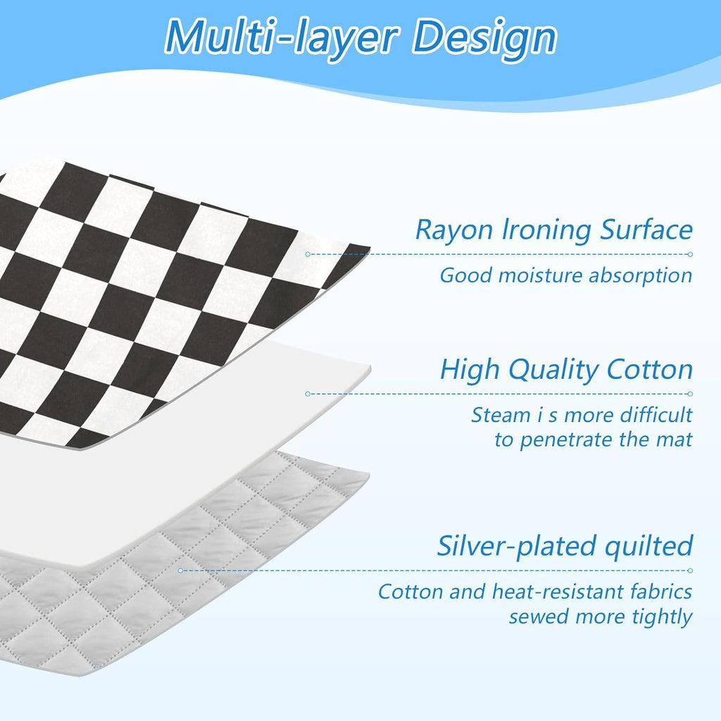Checkered Black Ironing Mat Thickened Ironing Blanket Travel Portable Double-Side Using Ironing Pad
